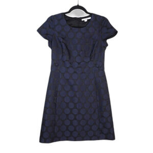 Boden Navy and Black Jacquard Polka Dot Dress Sz 4 GUC Whimsy Novelty‎ Teacher